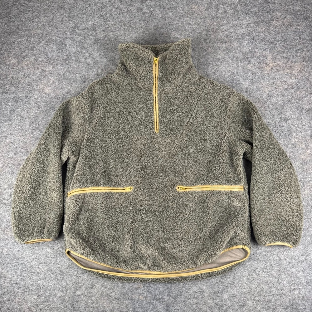 Tuckernuck Olive Rhodes Shearling 1/4 Zip Pullover Fleece Jacket Womens Small S